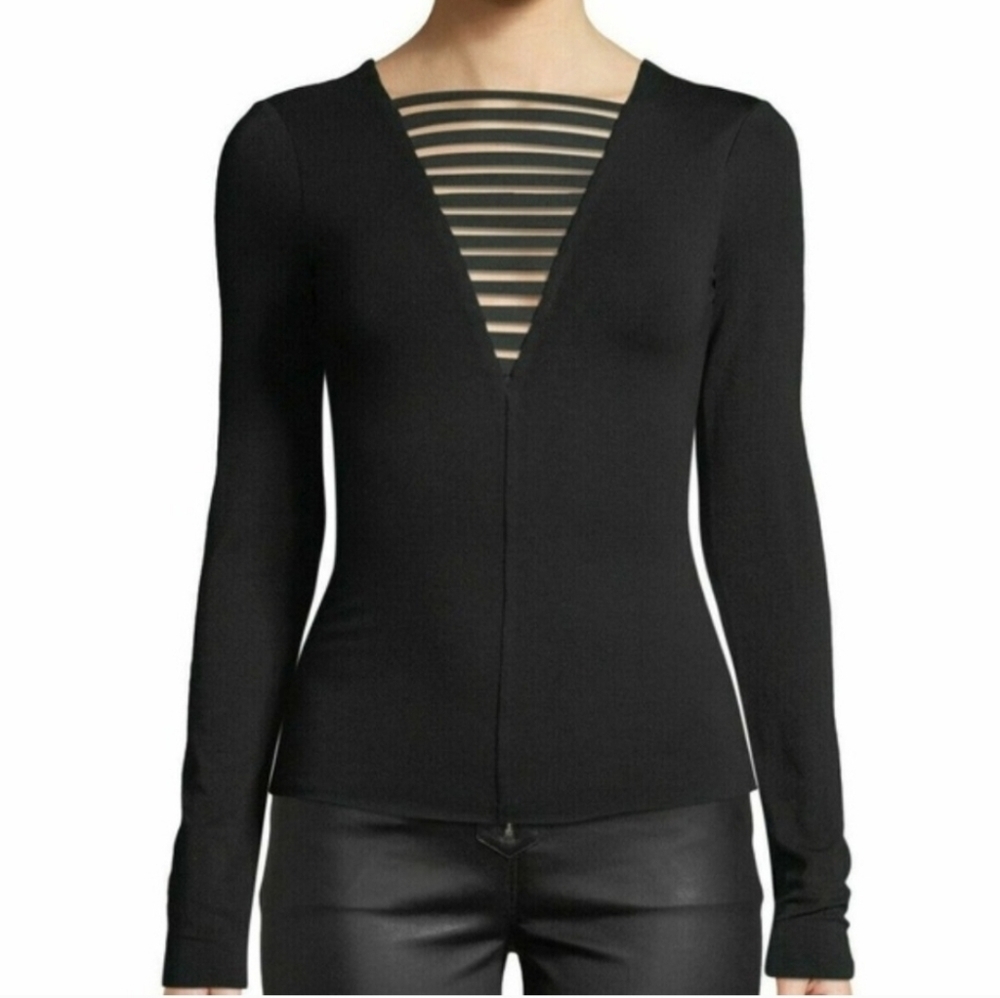 Bailey 44 The Low Down Strappy Jersey Knit Fitted Top size Small in Black